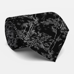 Gravata Corbata negra elegante con bambú gris