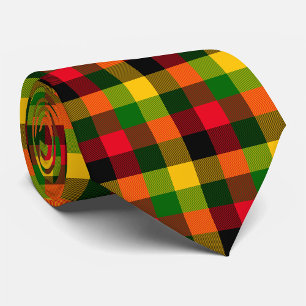 Gravata Cores Africanas Rasta Reggae Xadrez Padrão Design