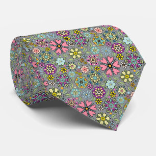 Gravata Cores de Flores Retro da Temporada de Primavera Pa