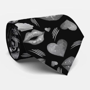 Gravata Cores E Corações, Padrão De Aquarela