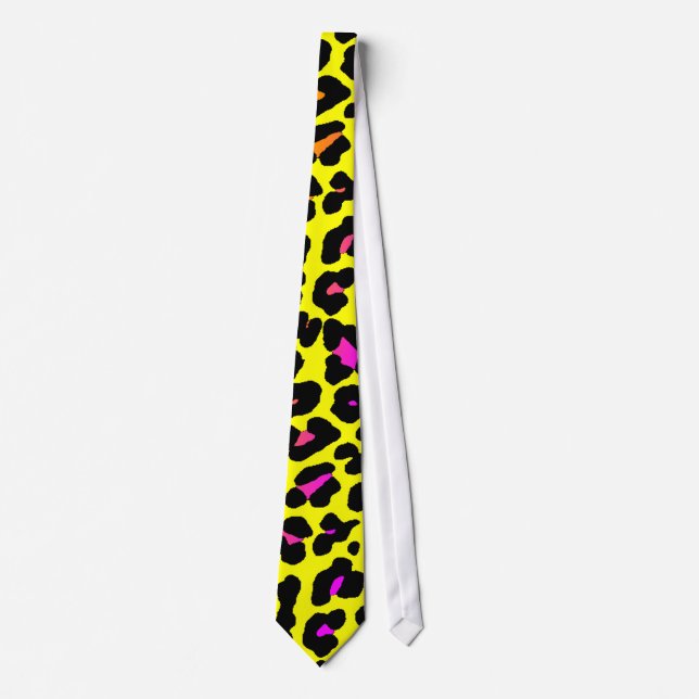 Gravata Corey Tiger 80s Retro Neon Leopard (Frente)