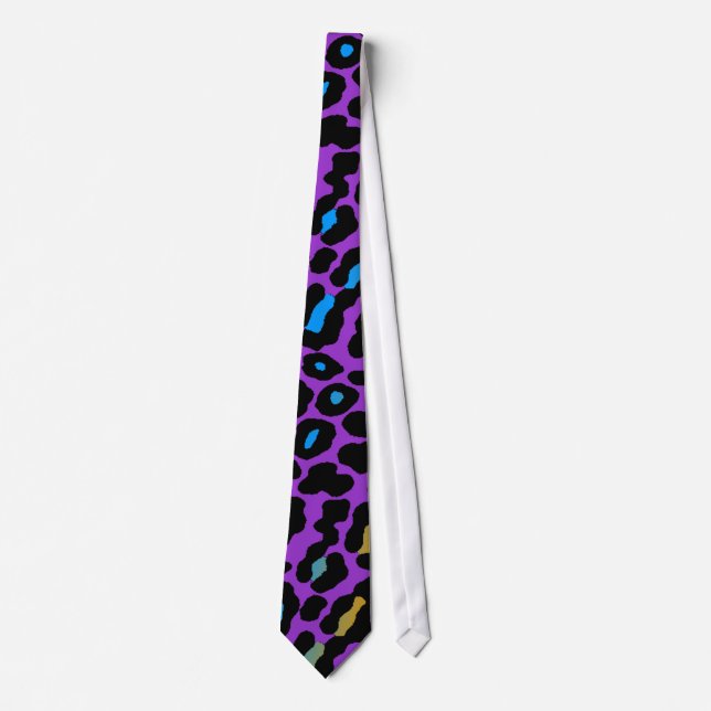 Gravata Corey Tiger 80s Retro Neon Leopard (Frente)