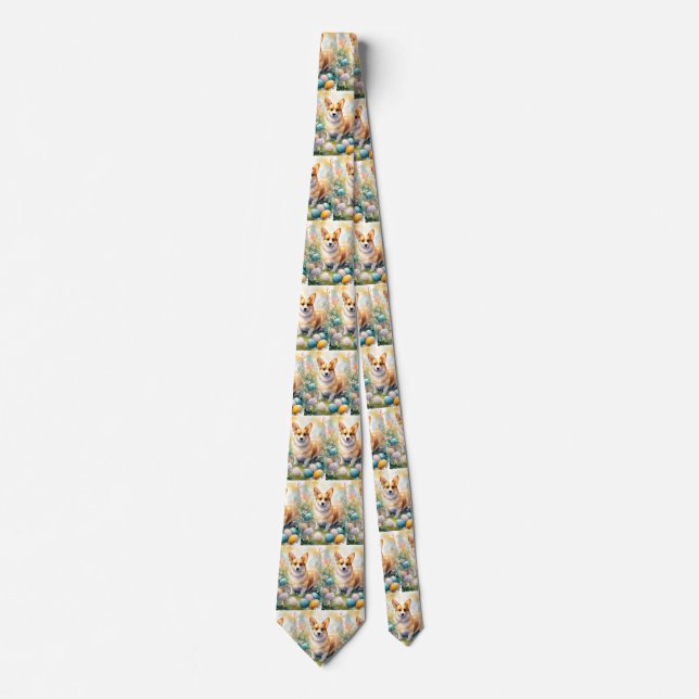 Gravata Corgi com Ovos de Páscoa Feriado (Frente)