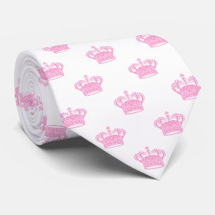 Gravata Coroa 01 - Rosa em Branco