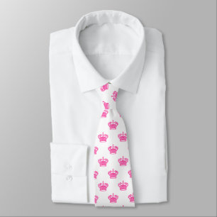 Gravata Coroa 01 - Rosa quente no branco
