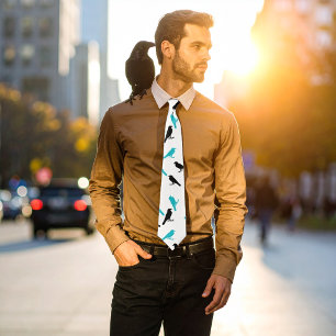 Gravata Coroas Negras e Turquesas