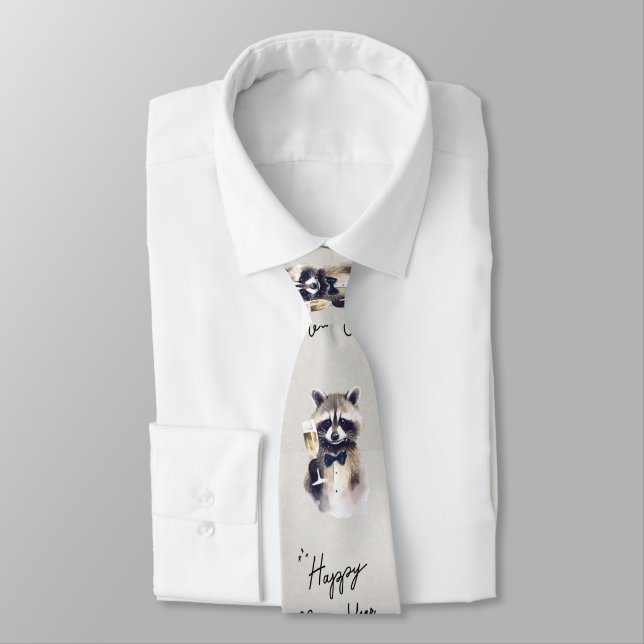 Gravata Corrente de tostões de script de feliz ano novo (Amarrado)