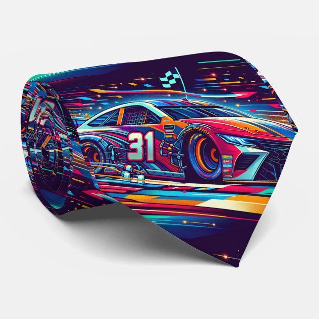Gravata Corrida Colorida de Carros 2 (Rolled)