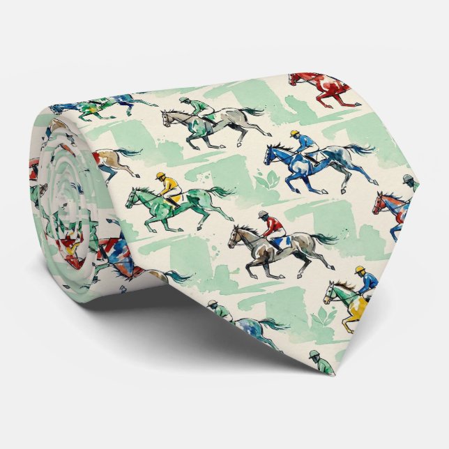 Gravata Corrida de Cavalos Faux Seda | Cavalheiro do Prêmi (Rolled)