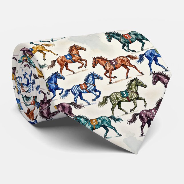 Gravata Corrida de Cavalos Faux Seda | Prêmio Cavalheiro C (Rolled)