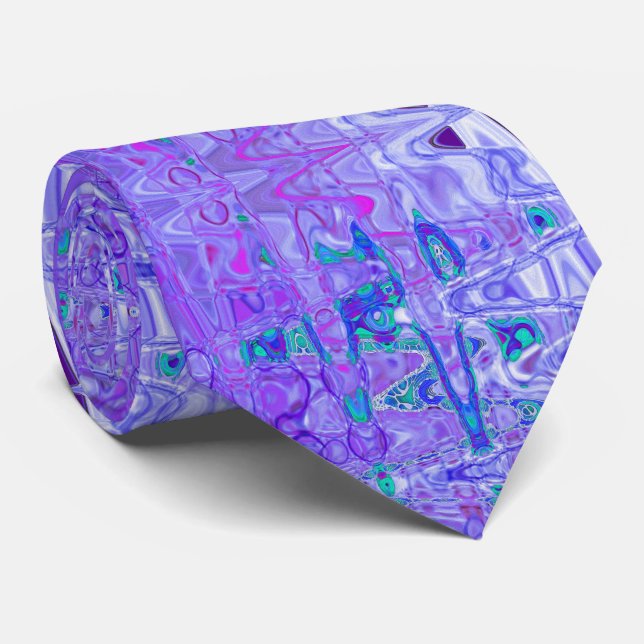 Gravata Cosmic Abstract Purple and White Retro Ripples (Rolled)