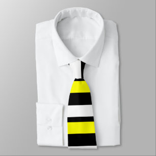 Gravata Costume branco & preto amarelo Horizontal-Listrado