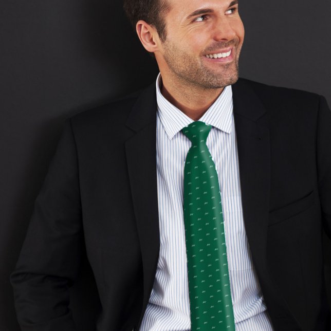 Gravata Cotação Monograma de Nome Personalizado Verde (Criador carregado)