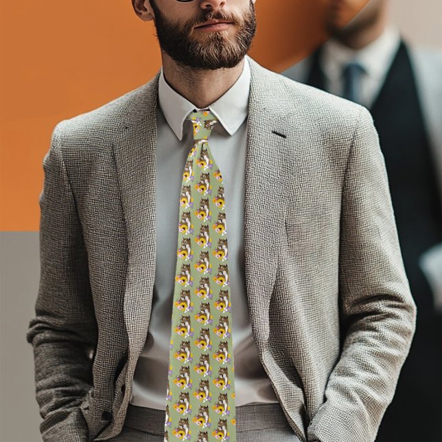 Gravata Cougar Mountain Lion Puma Flores (Criador carregado)