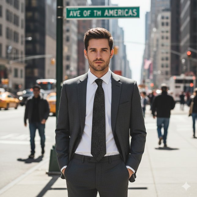 Gravata Couro Faux Cinza   (Sleek leather-look tie for sharp suits and standout street-to-boardroom style.)