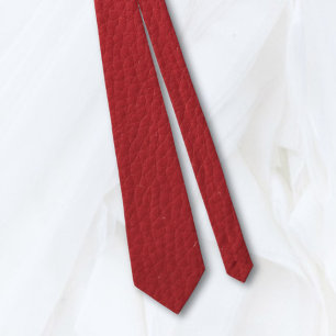 Gravata Couro Vermelho Texturizado ・Duplo Lado