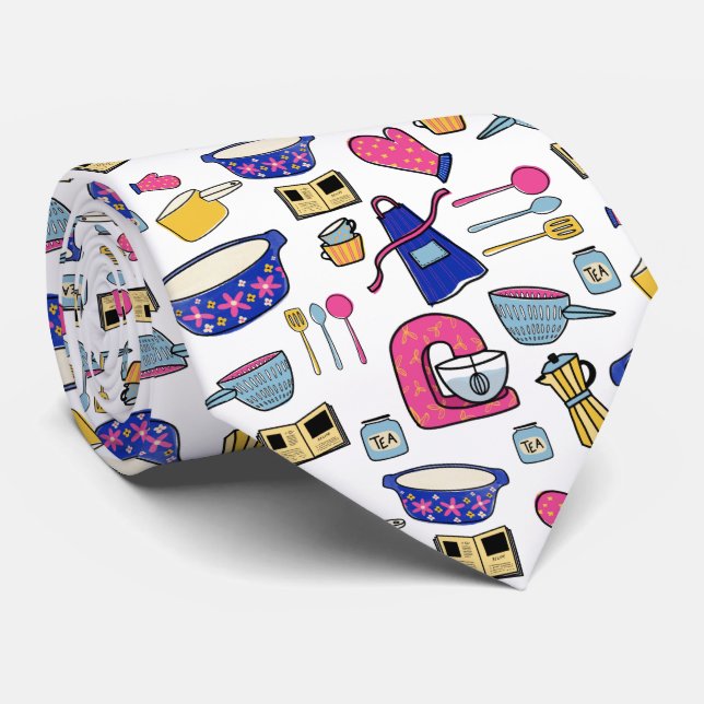 Gravata Cozinha Brilhante Utensílios Cozinheiros (Rolled)