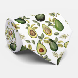 Gravata Cozinha de Padrão Botânico Aquarela Avocado