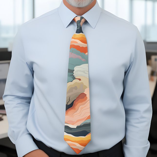 Gravata Cozy Autumn Colunas Abstrato Digital Art (Criador carregado)