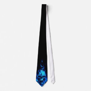 Gravata Crânio azul flamejante