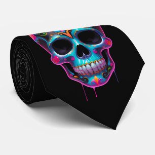 Gravata Crânio de açúcar vívido multicolorido Día de los M