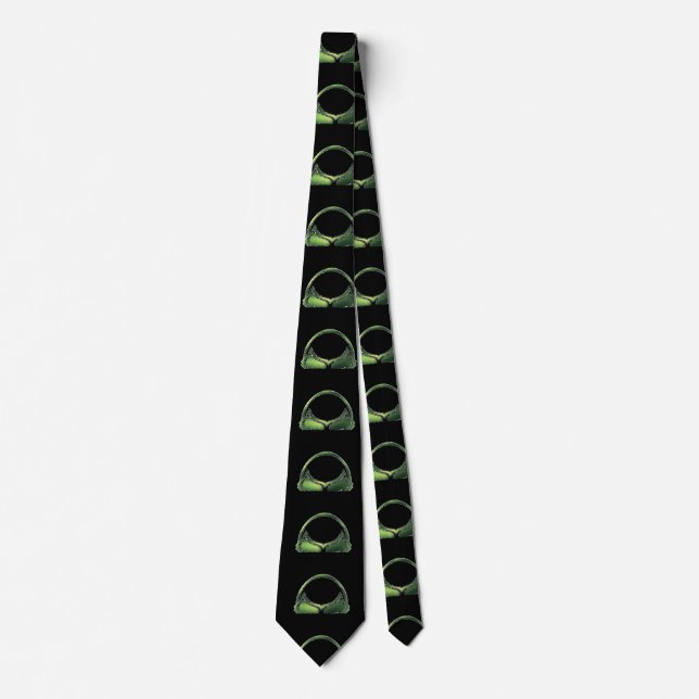 Gravata Crânio de alienígena verde em preto (Frente)