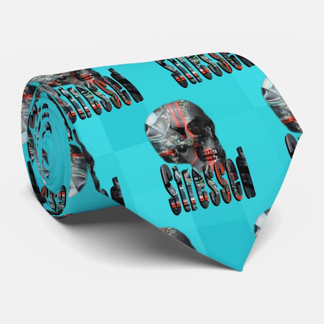 Gravata Crânio De Computador Em Estresse (Rolled)