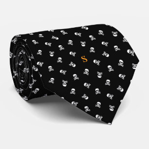 Gravata Crânio e Crossbones Monogramas Halloween