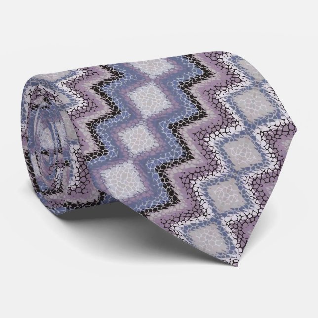 Gravata Cravate Zigzag de girafe violet (Rolled)