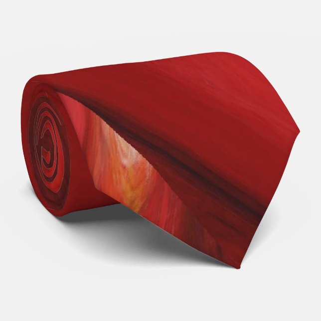 Gravata Creative Original Red Brownish Abstrato Art Modern (Rolled)