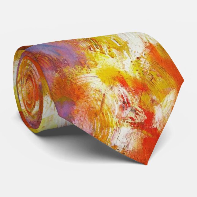 Gravata Creative Original Red Yellow Abstrato Art Modern (Rolled)