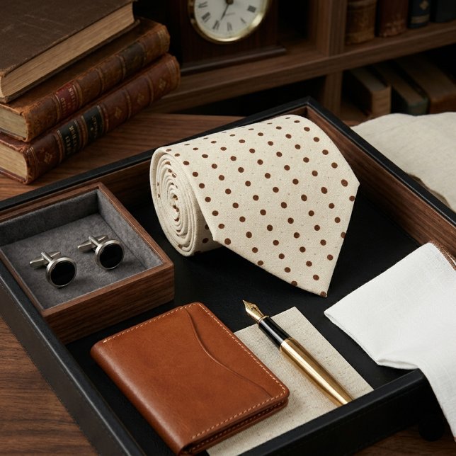 Gravata Creme e Preto Micro Bolinhas (Criador carregado)