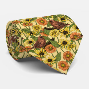 Gravata Crenças e flores em amarelo pálido