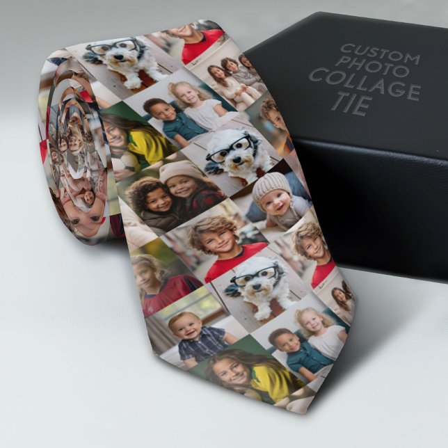 Gravata Criar uma Colagem de Fotos Personalizada com 16 Fo (Custom Photo Collage Tie - Create Your Own Look)