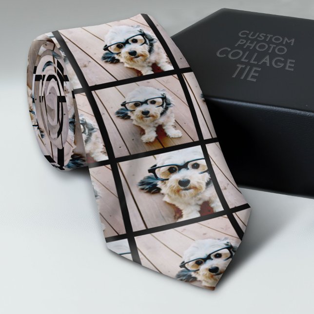 Gravata Criar uma Colagem de Fotos Personalizada com 3 Fot (Custom Photo Collage Tie - Create Your Own Look)