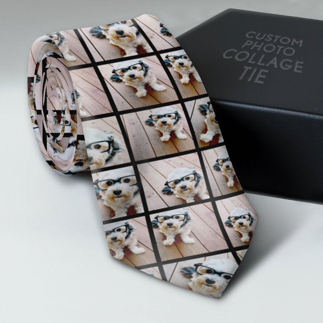 Gravata Criar uma Colagem de Fotos Personalizada com 9 Fot (Custom Photo Collage Tie - Create Your Own Look)