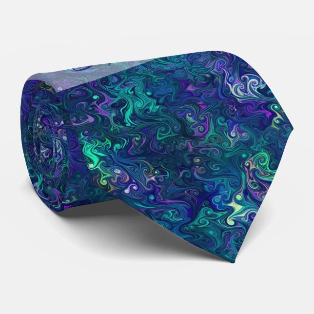 Gravata Crie Seus Próprios Redemoinhos Mágicos Roxo Verde  (Rolled)