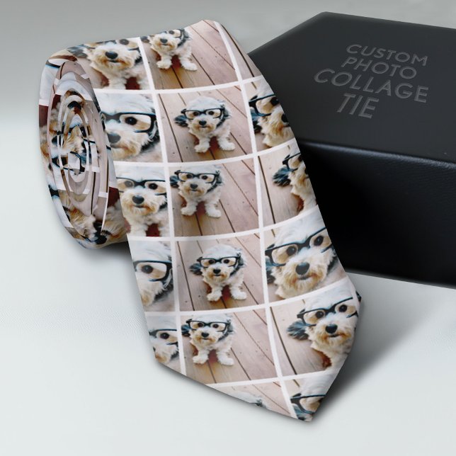 Gravata Crie uma colagem personalizada de fotos com 4 foto (Custom Photo Collage Tie - Create Your Own Look)