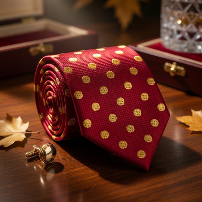 Gravata Crimson & Gold Bolinhas (Criador carregado)