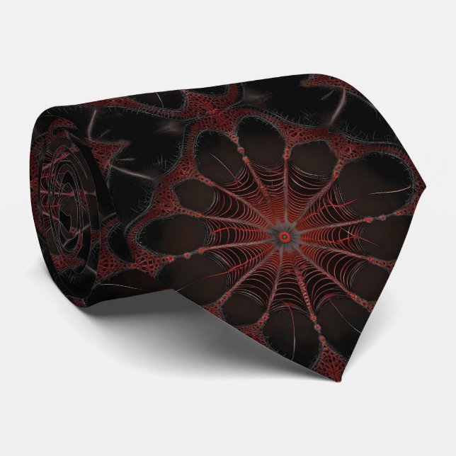 Gravata Crimson Web: Dança Fractal com a aranha Redback (Rolled)
