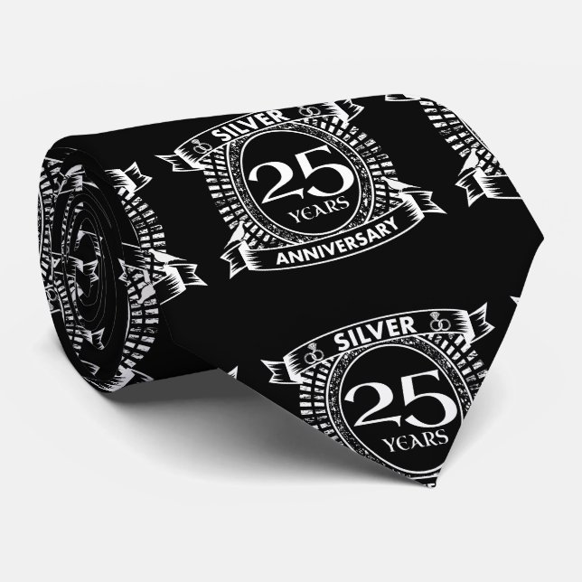 Gravata crista de prata do aniversário de 25 casamento (Rolled)