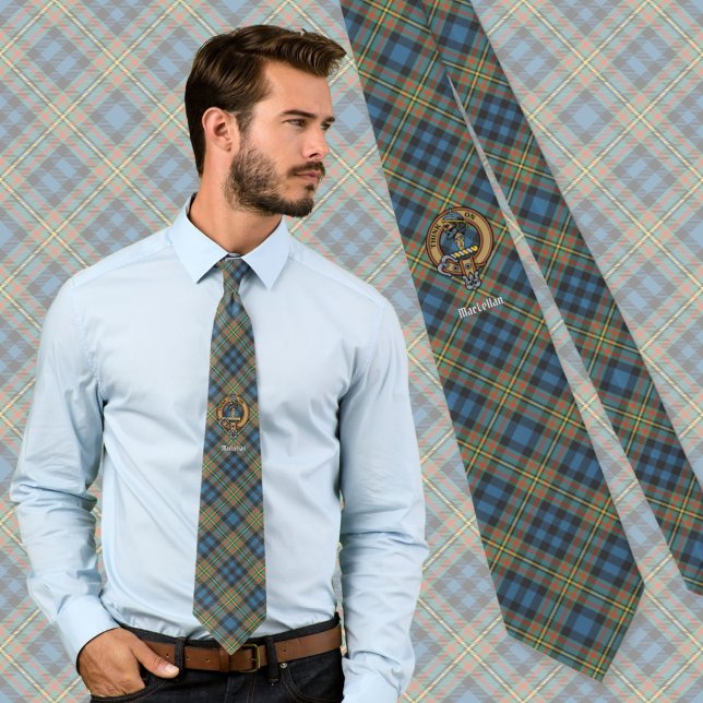 Gravata Crista do Clã MacLellan sobre Tartan Antigo (Criador carregado)