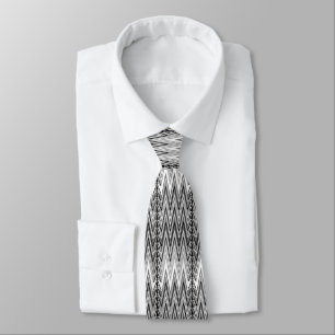 Gravata Crítico Chevron Damask, Cinza, Preto e Branco