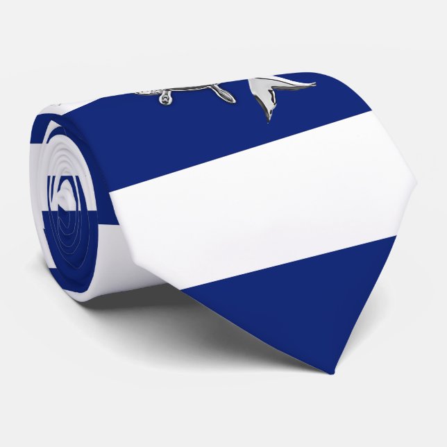 Gravata Cromo como a Sereia nas faixas azuis do marinho ná (Rolled)