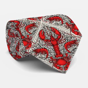 Gravata Crustáceos a vermelho, preto e marfim