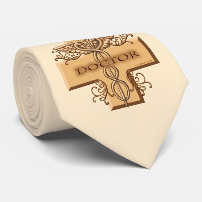 Gravata Cruz caduceu médico  (Rolled)