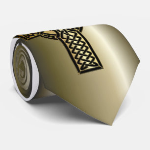 Gravata Cruz celta do nó no ouro e no preto