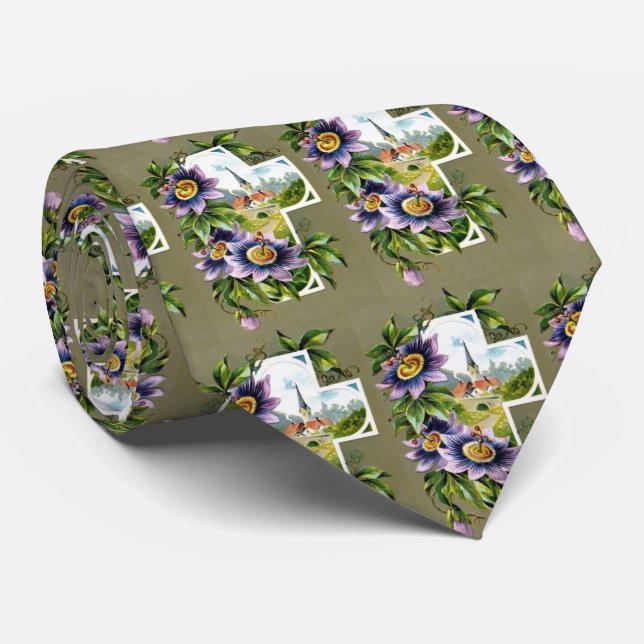 Gravata Cruz com flores do Clematis (Rolled)