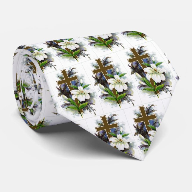 Gravata Cruz Cristã Dourada (Rolled)