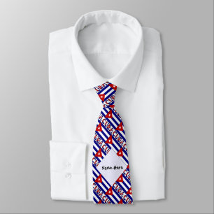 Gravata Cuba and Cuban Flag Dark Blue Tiles with Your Name